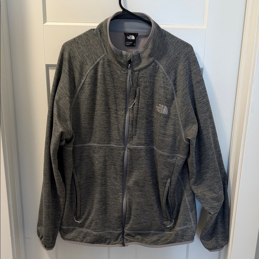 The North Face Gray Fleece Jacket with Black Logo Tag